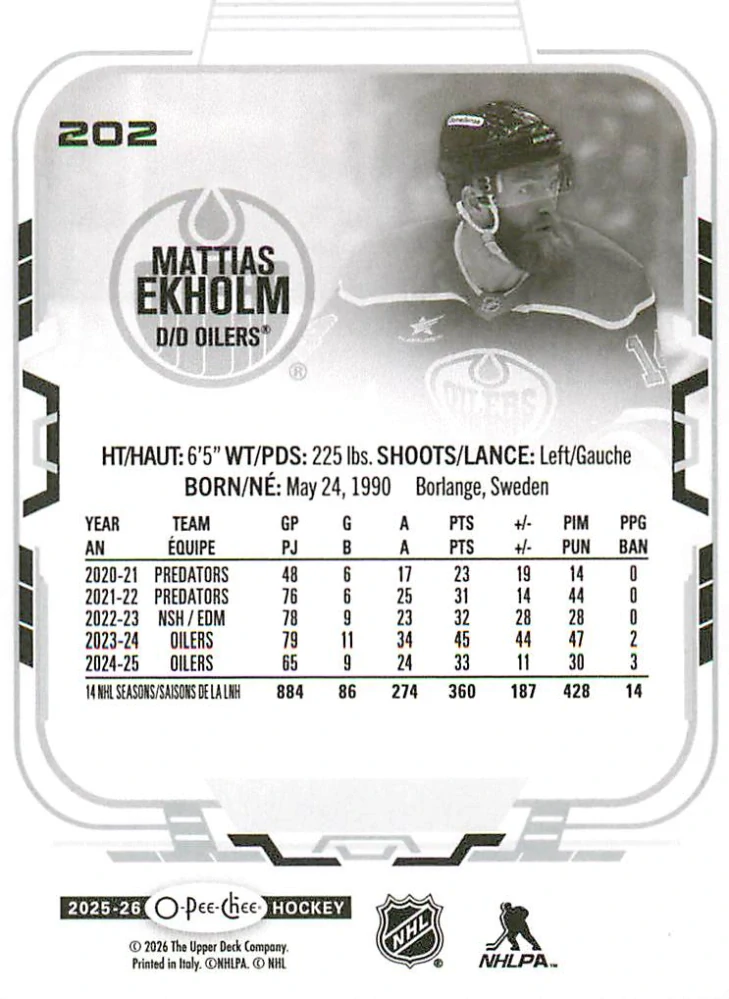 2025-26 UD O-Pee-Chee - Mattias Ekholm #202