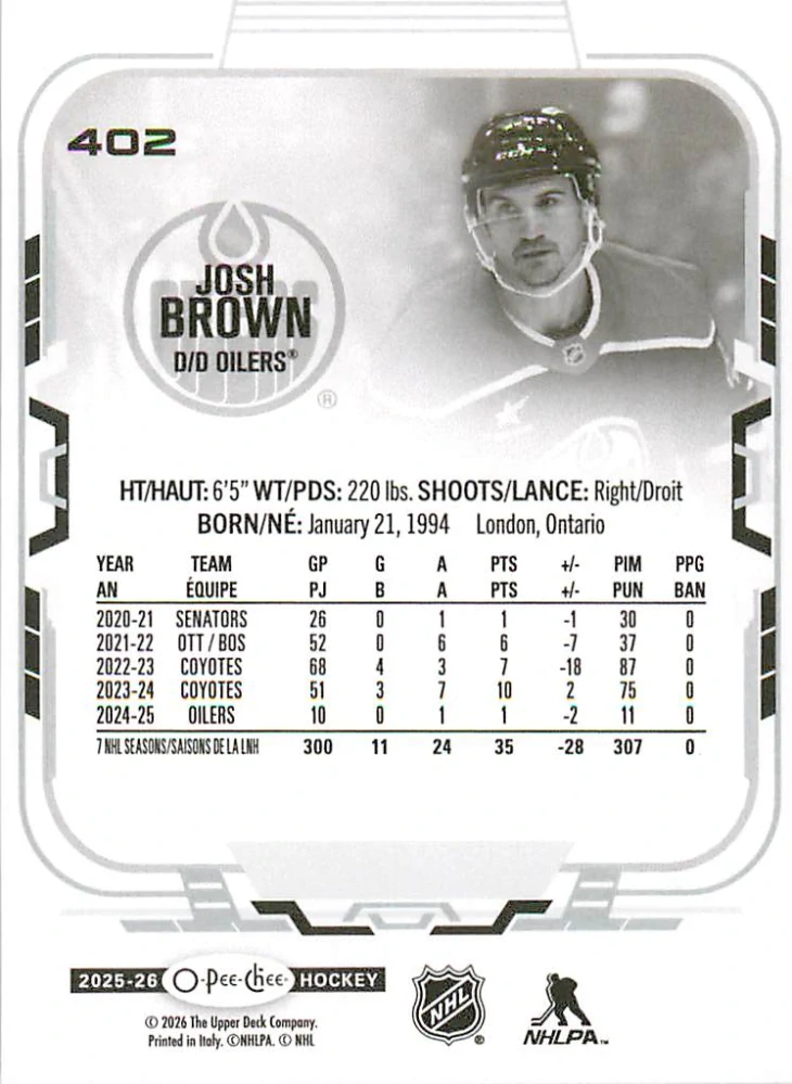 2025-26 UD O-Pee-Chee - Josh Brown #402