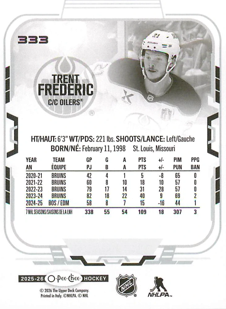 2025-26 UD O-Pee-Chee - Trent Frederick #333
