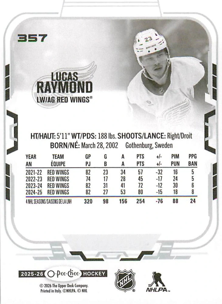 2025-26 UD O-Pee-Chee - Lucas Raymond #357