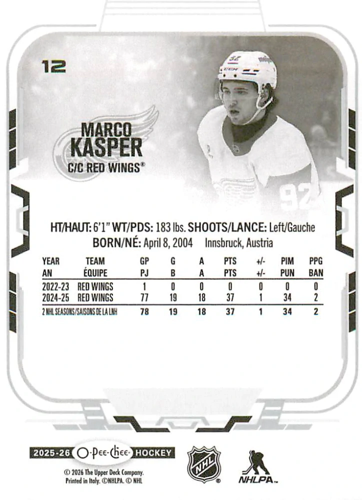 2025-26 UD O-Pee-Chee - Marco Kasper #12