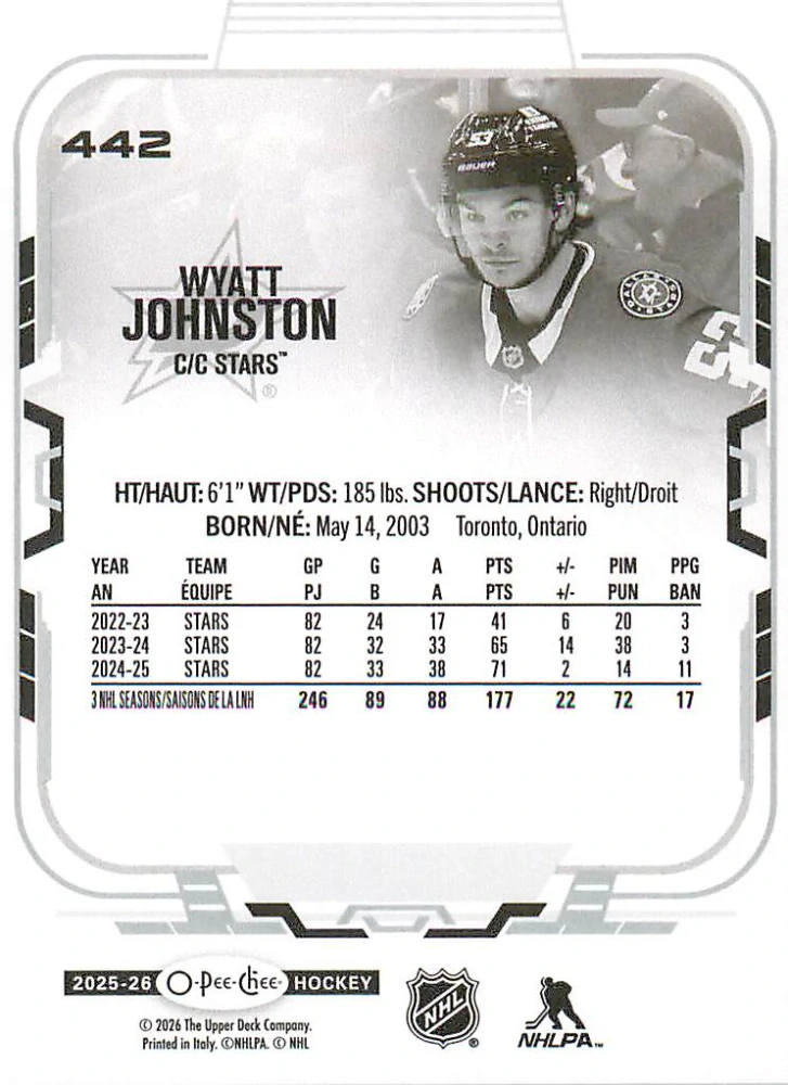 2025-26 UD O-Pee-Chee - Wyatt Johnston #442