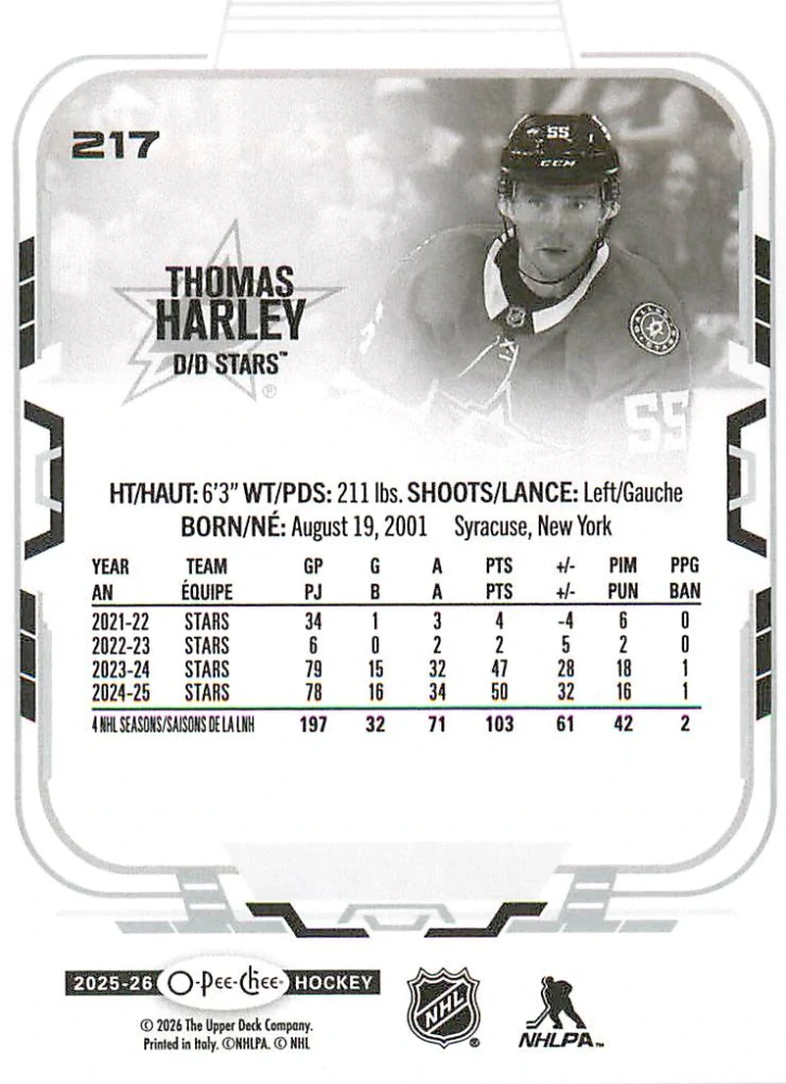 2025-26 UD O-Pee-Chee - Thomas Harley #217