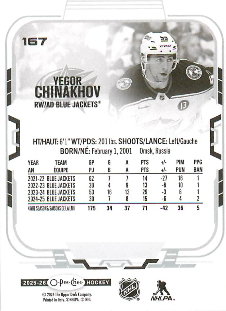2025-26 UD O-Pee-Chee - Yegor Chinakhov #167