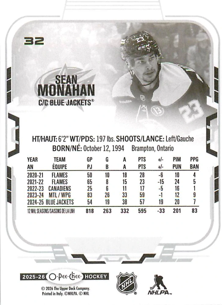 2025-26 UD O-Pee-Chee - Sean Monahan #32