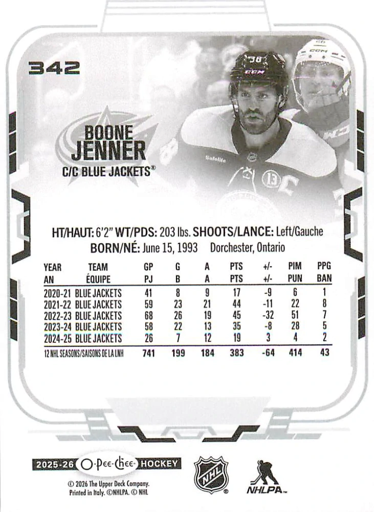 2025-26 UD O-Pee-Chee - Boone Jenner #342