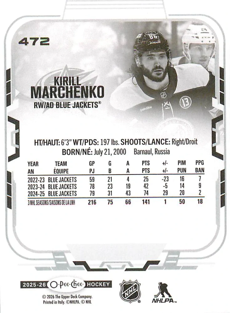 2025-26 UD O-Pee-Chee - Kirill Marchenko #472