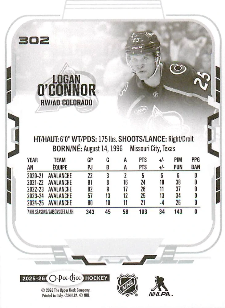 2025-26 UD O-Pee-Chee - Logan O'Connor #302