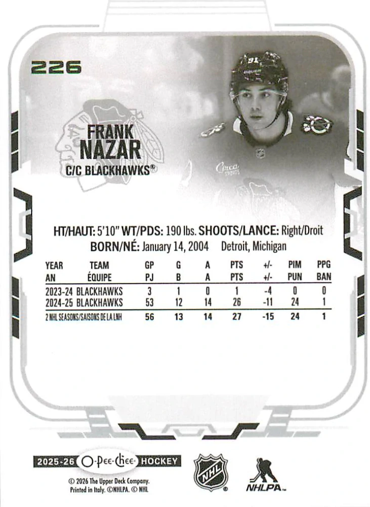 2025-26 UD O-Pee-Chee - Frank Nazar #226