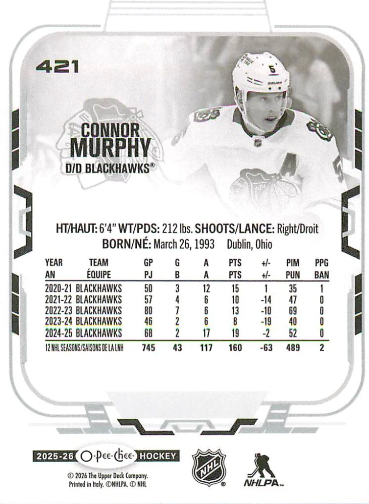 2025-26 UD O-Pee-Chee - Connor Murphy #421