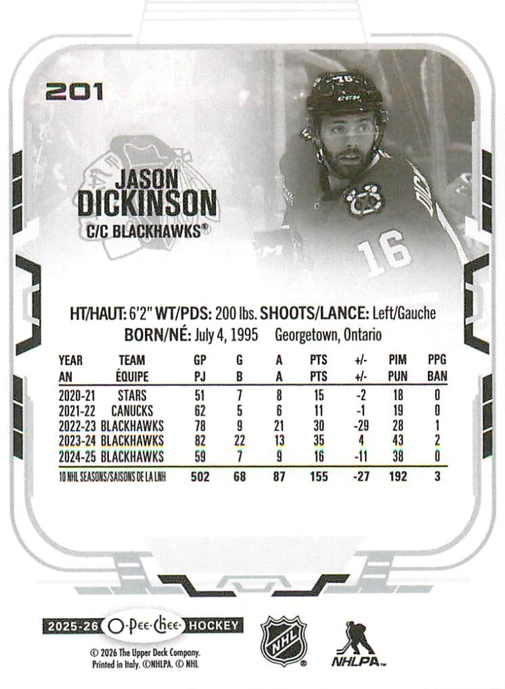 2025-26 UD O-Pee-Chee - Jason Dickinson #201