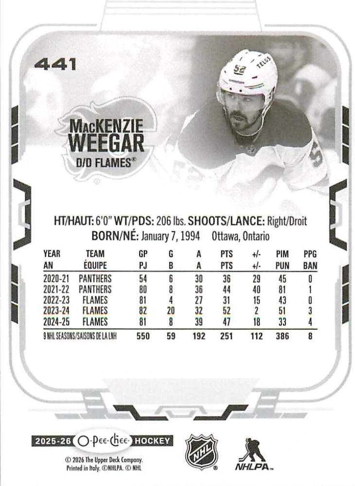 2025-26 UD O-Pee-Chee - MacKenzie Weegar #441