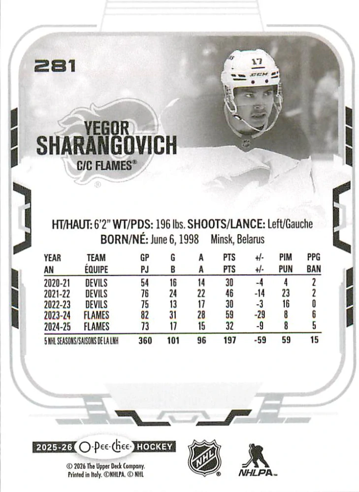 2025-26 UD O-Pee-Chee - Yegor Sharangovich #281