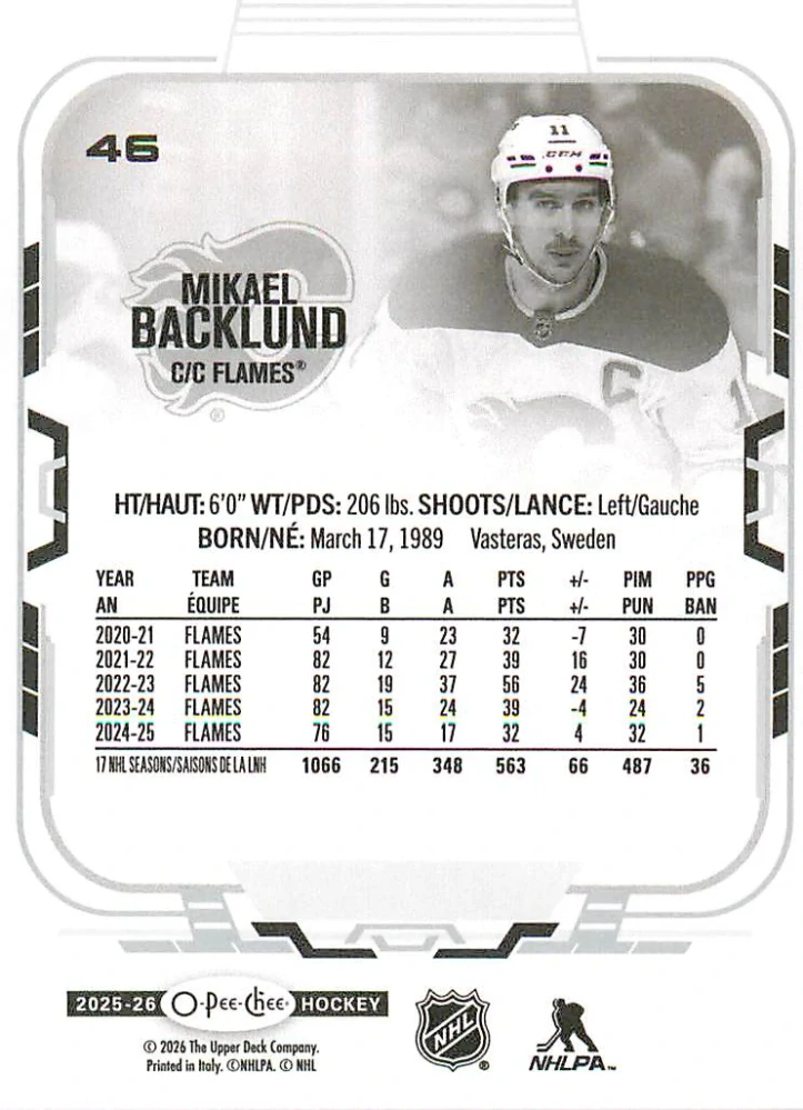 2025-26 UD O-Pee-Chee - Mikael Backlund #46
