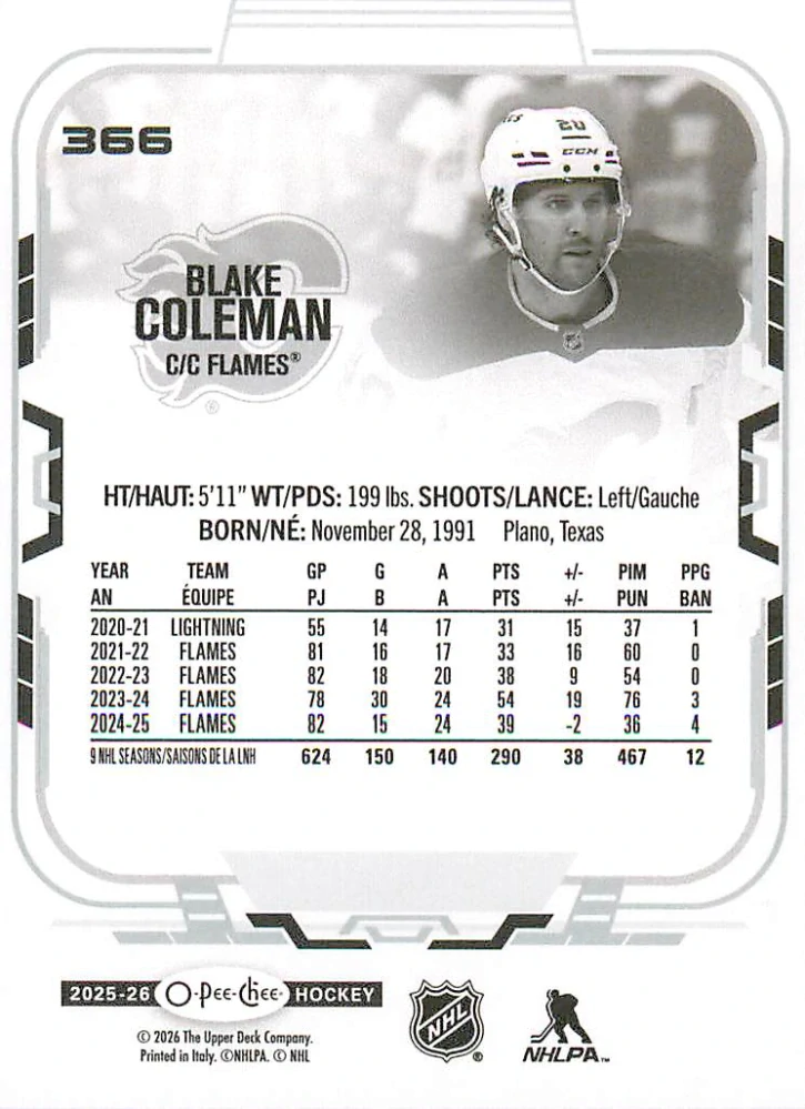 2025-26 UD O-Pee-Chee - Blake Coleman #366