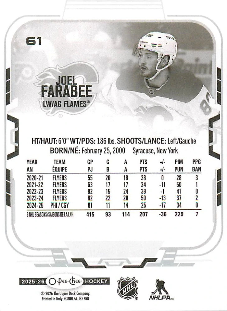 2025-26 UD O-Pee-Chee - Joel Farabee #61