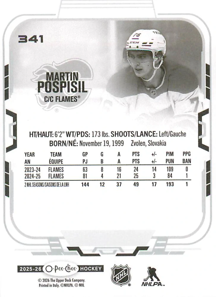 2025-26 UD O-Pee-Chee - Martin Pospíšil #341