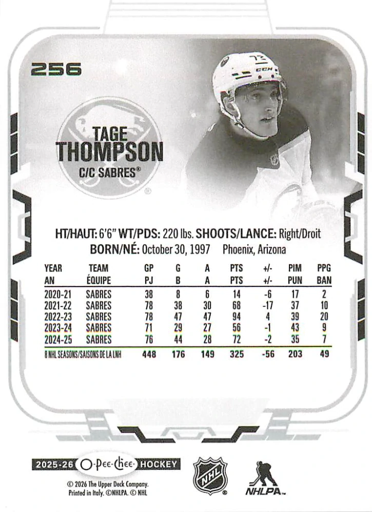2025-26 UD O-Pee-Chee - Tage Thompson #256