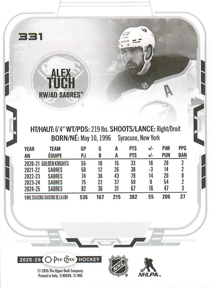 2025-26 UD O-Pee-Chee - Alex Tuch #331