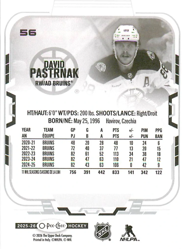 2025-26 UD O-Pee-Chee - David Pastrňák #56