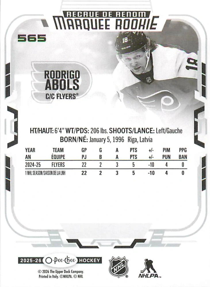 2025-26 UD O-Pee-Chee - Rodrigo Abols - Marquee Rookie #565