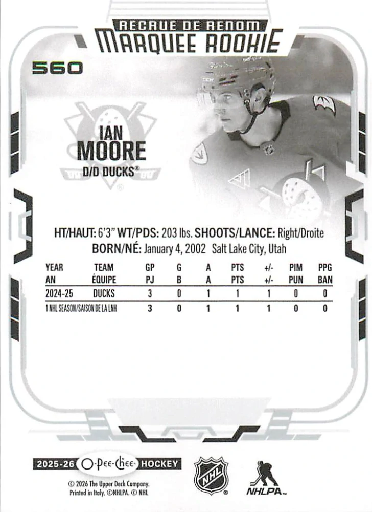 2025-26 UD O-Pee-Chee - Ian Moore - Marquee Rookie #560