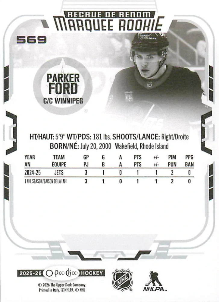 2025-26 UD O-Pee-Chee - Parker Ford - Marquee Rookie #569