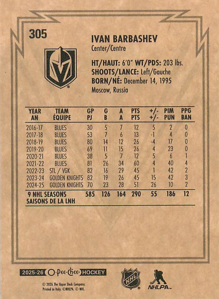 2025-26 UD O-Pee-Chee - Ivan Barbashev - Retro #305