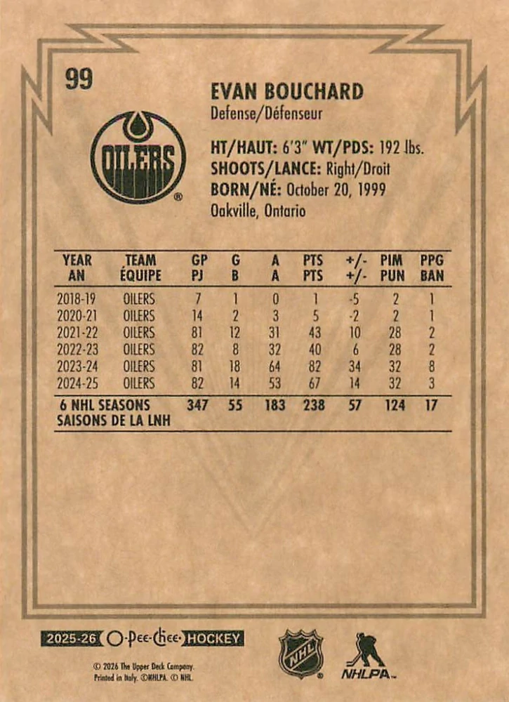2025-26 UD O-Pee-Chee - Evan Bouchard - Retro #99
