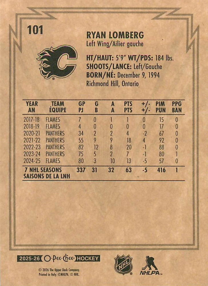 2025-26 UD O-Pee-Chee - Ryan Lomberg - Retro #101