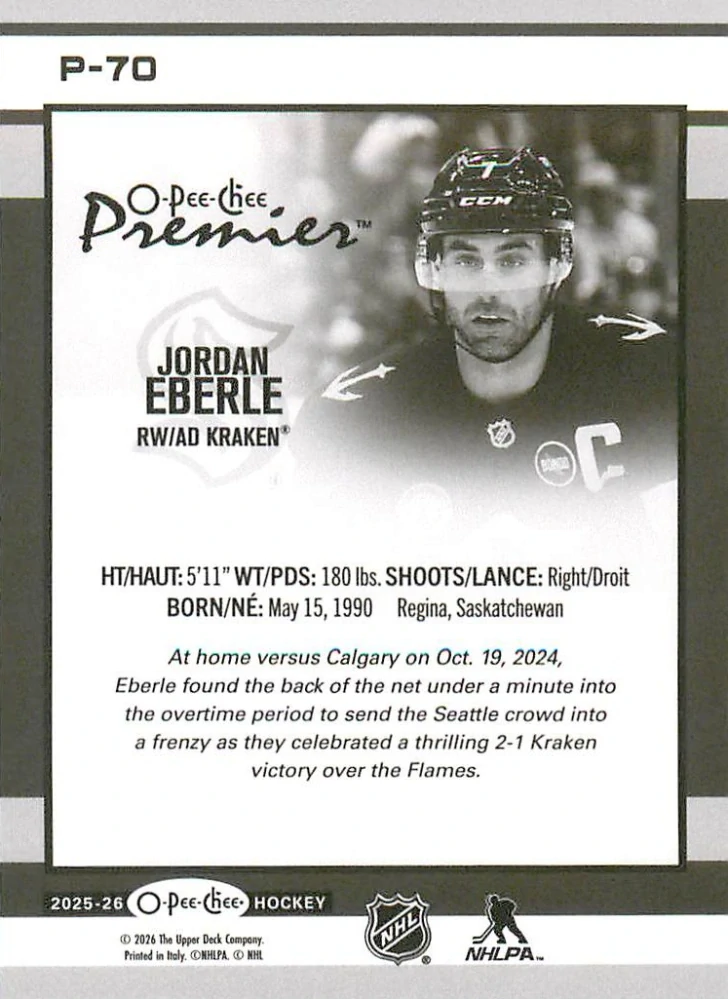 2025-26 UD O-Pee-Chee - Jordan Eberle - O-Pee-Chee Premier #P-70