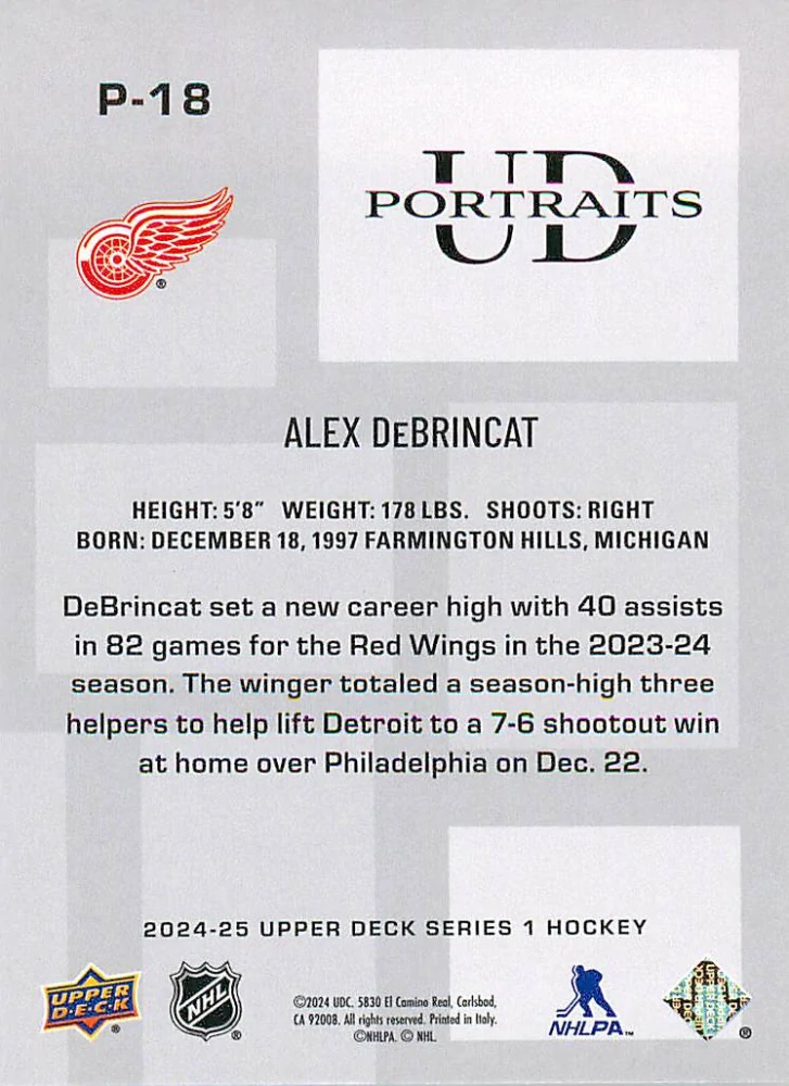 2024-25 UD Series 1 - Alex DeBrincat - UD Portraits #P-18