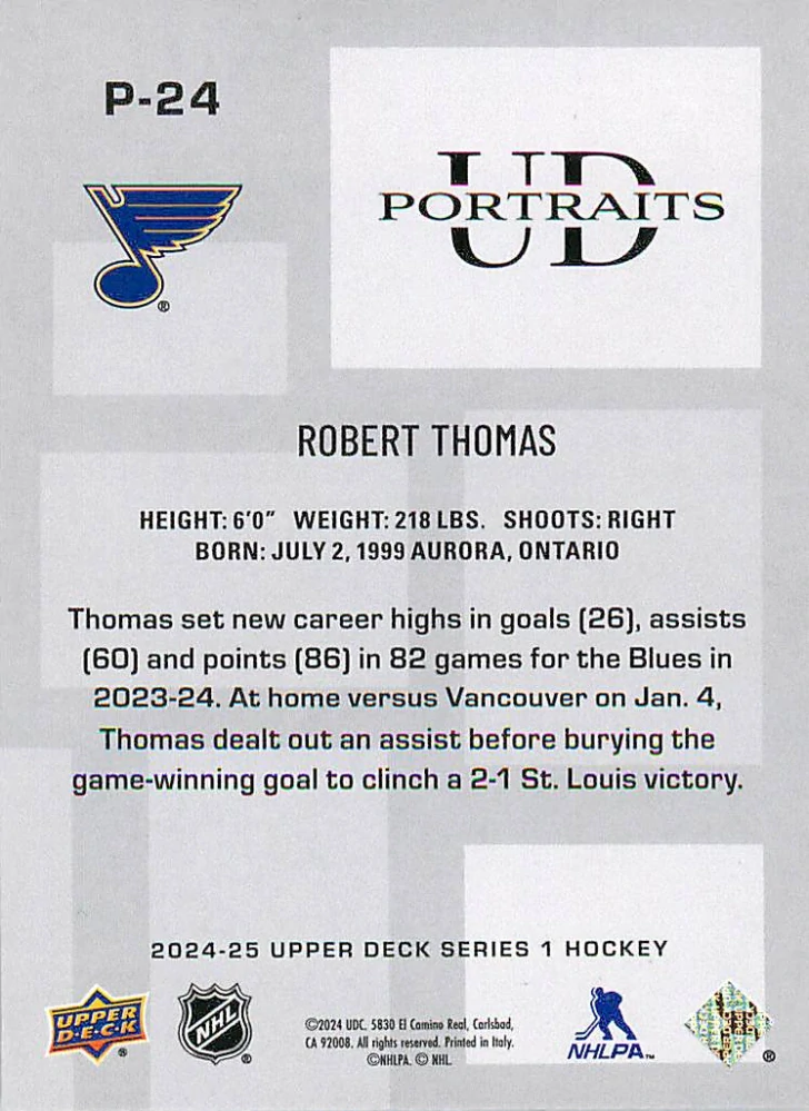2024-25 UD Series 1 - Robert Thomas - UD Portraits #P-24