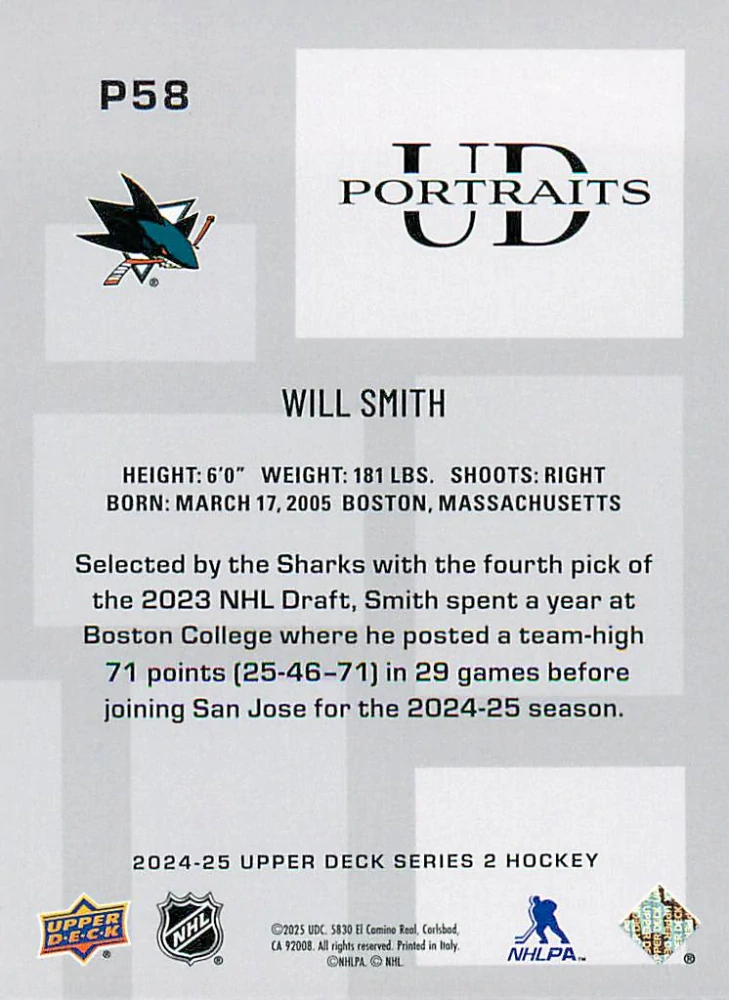 2024-25 UD Series 2 - Will Smith - UD Portraits #P58