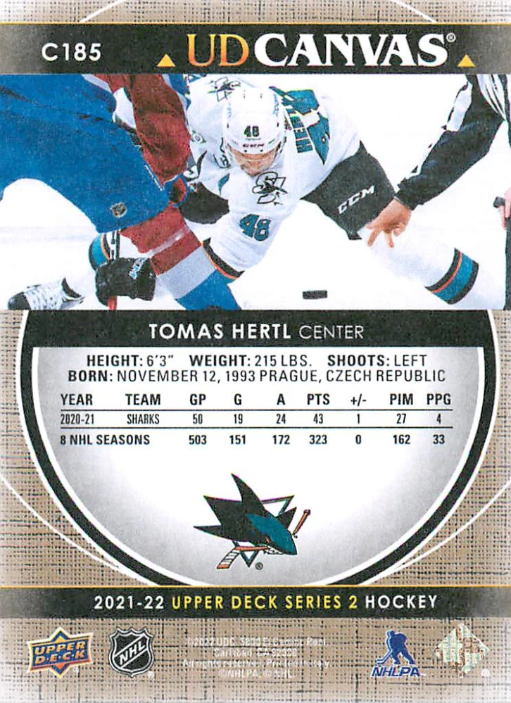 2021-22 UD Series 2 - Tomáš Hertl - Canvas #C185