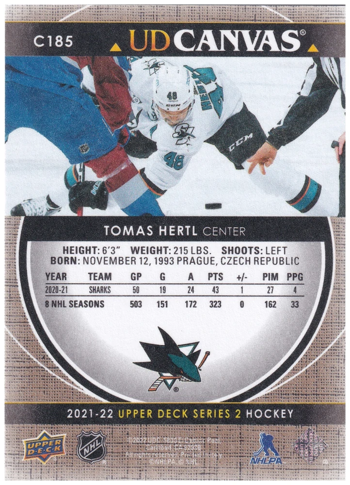 2021-22 UD Series 2 - Tomáš Hertl - Canvas #C185
