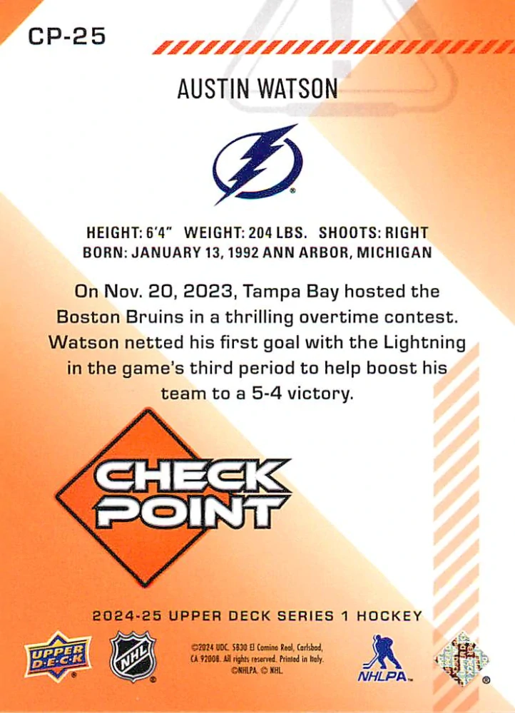 2024-25 UD Series 1 - Austin Watson - Check Point #CP-25