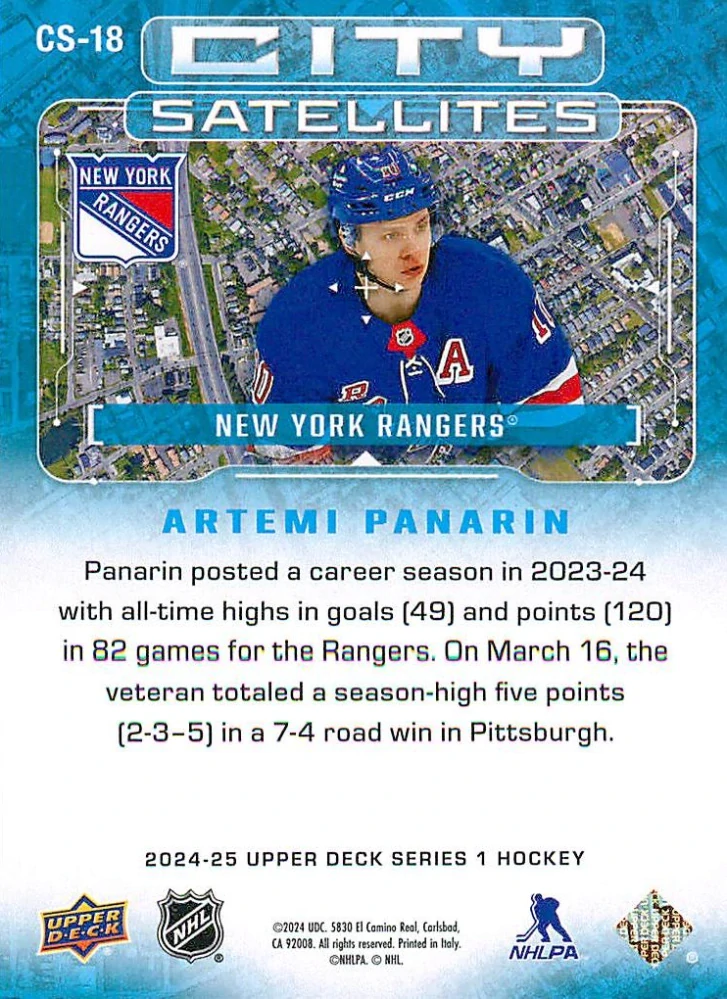 2024-25 UD Series 1 - Artemi Panarin - City Satellites #CS-18