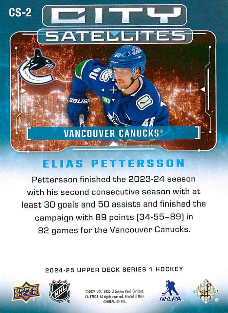 2024-25 UD Series 1 - Elias Pettersson - City Satellites #CS-2