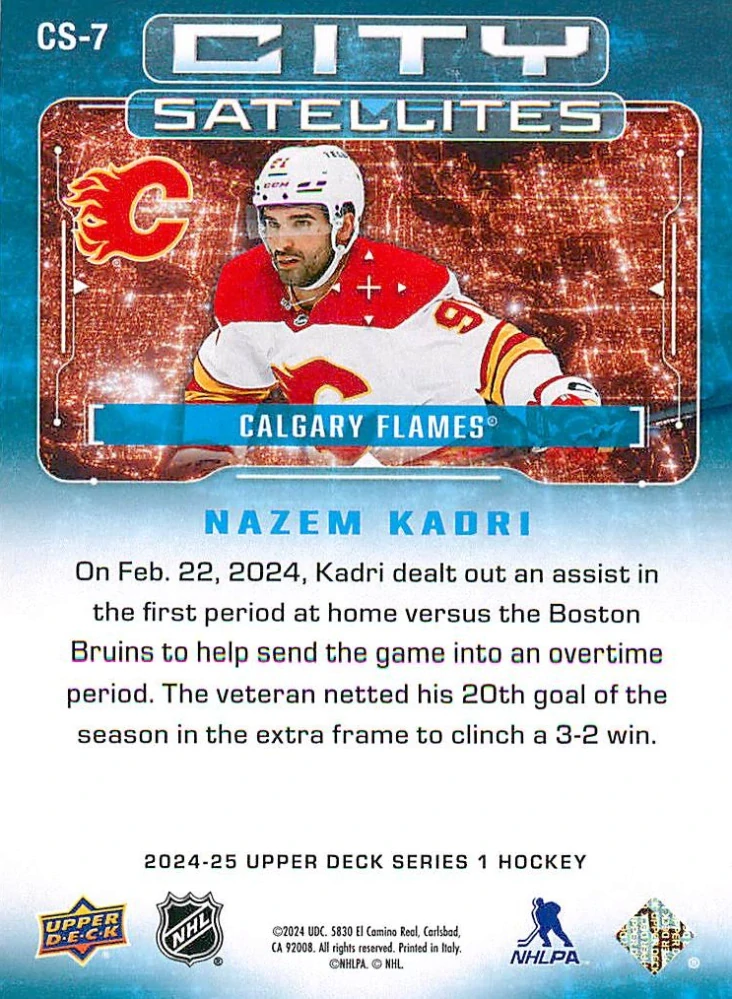 2024-25 UD Series 1 - Nazem Kadri - City Satellites #CS-7