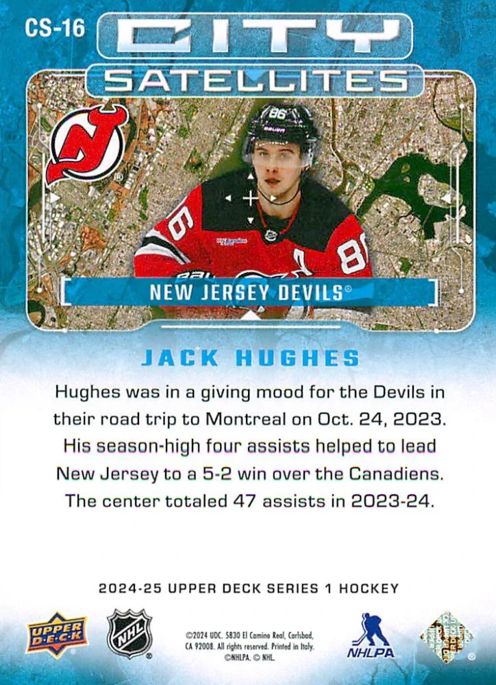 2024-25 UD Series 1 - Jack Hughes - City Satellites #CS-16