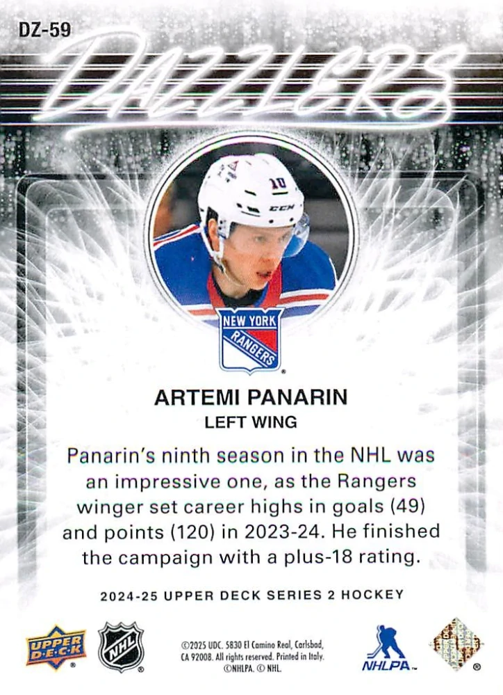 2024-25 UD Series 2 - Artemi Panarin - Dazzlers Blue #DZ-59