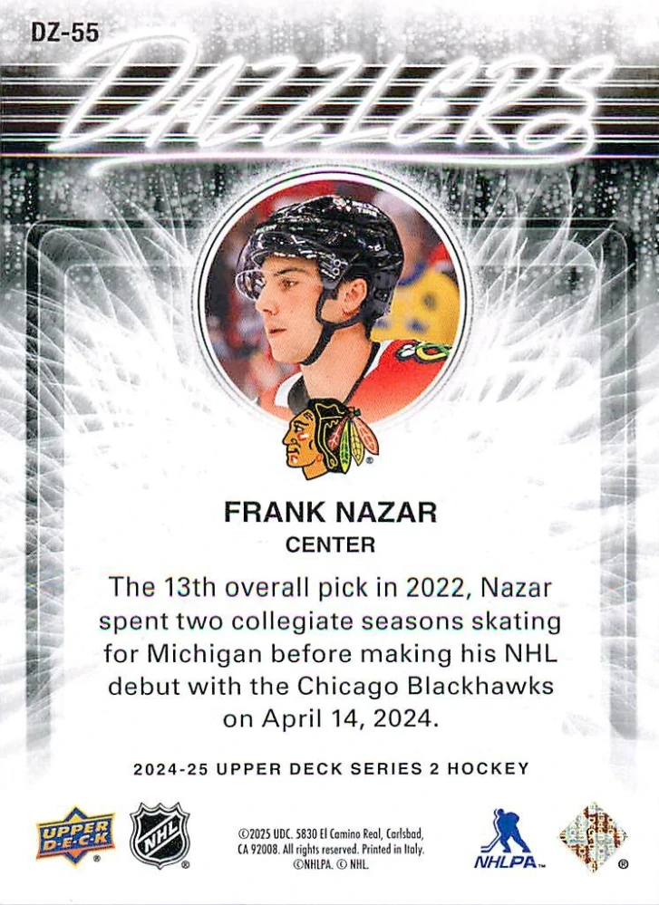 2024-25 UD Series 2 - Frank Nazar - Dazzlers Blue #DZ-55