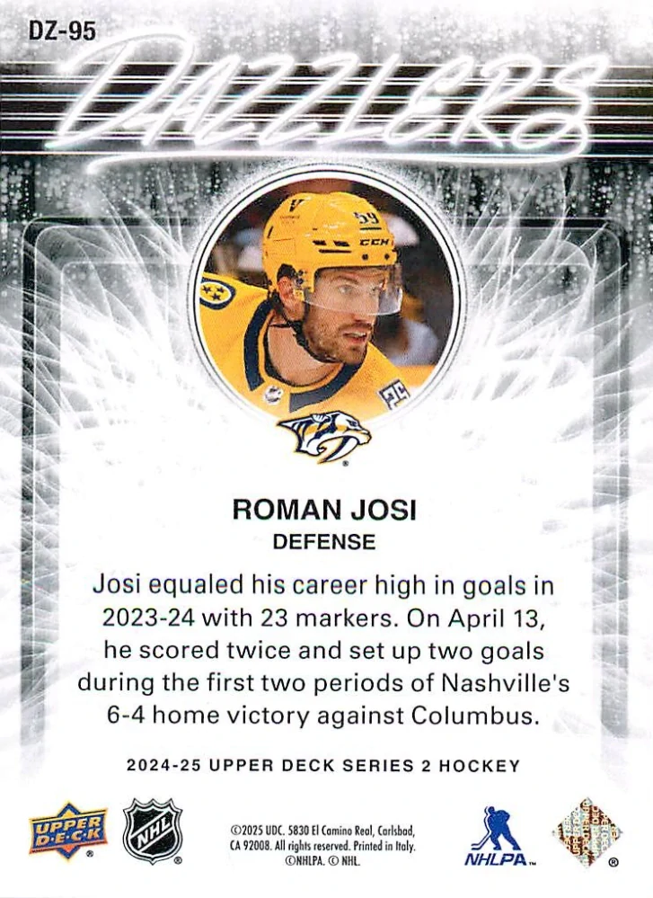 2024-25 UD Series 2 - Roman Josi - Dazzlers Blue #DZ-95