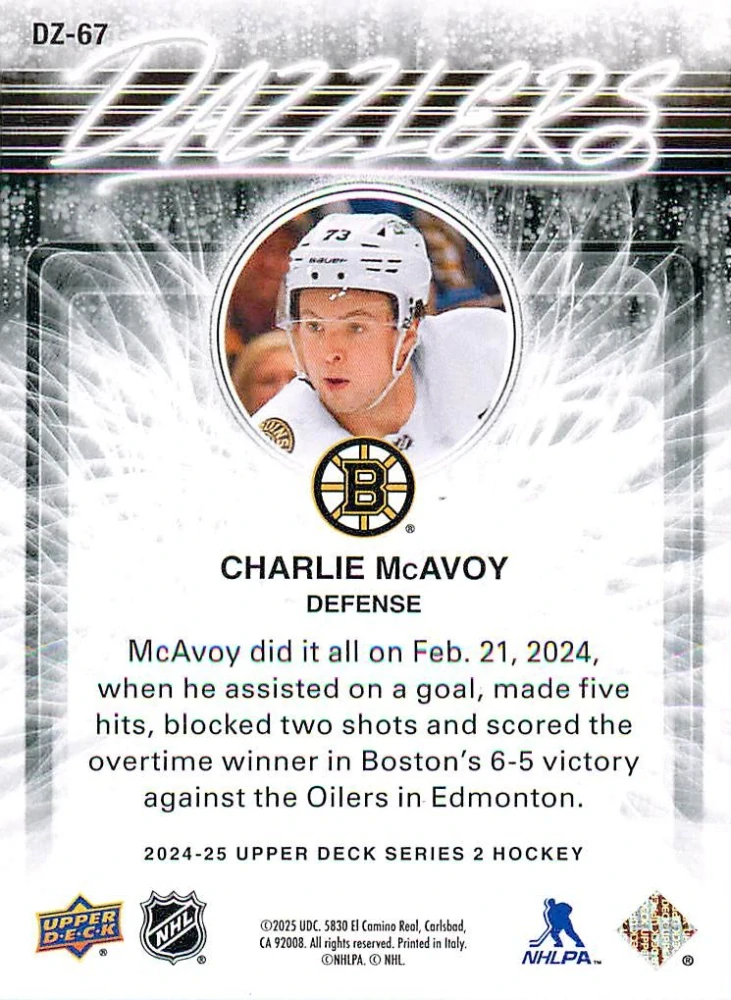 2024-25 UD Series 2 - Charlie McAvoy - Dazzlers Blue #DZ-67