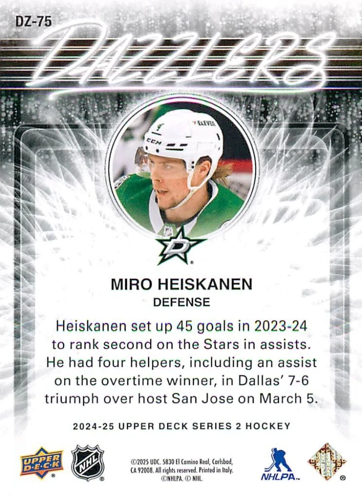 2024-25 UD Series 2 - Miro Heiskanen - Dazzlers Blue #DZ-75