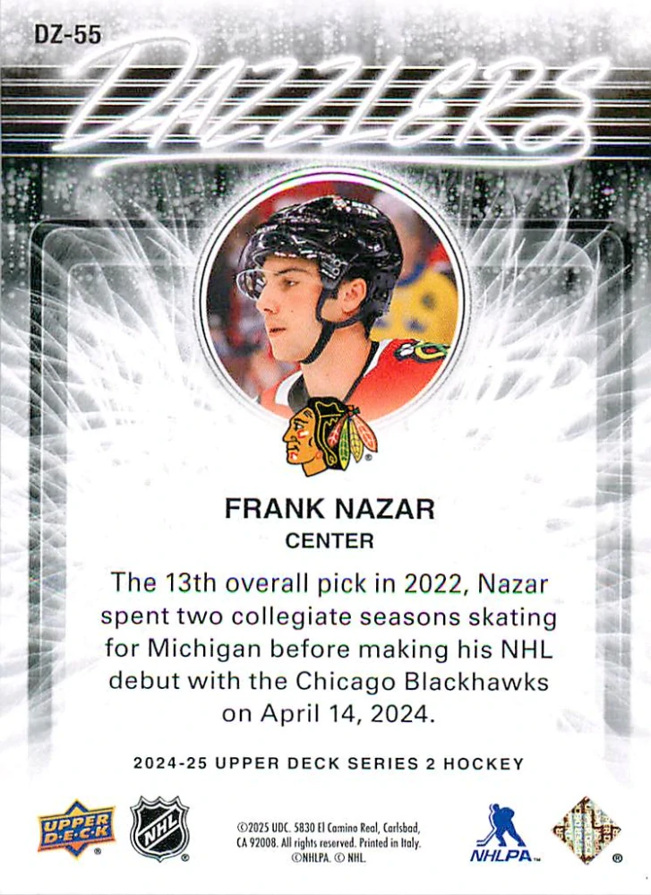 2024-25 UD Series 2 - Frank Nazar - Dazzlers Orange #DZ-55