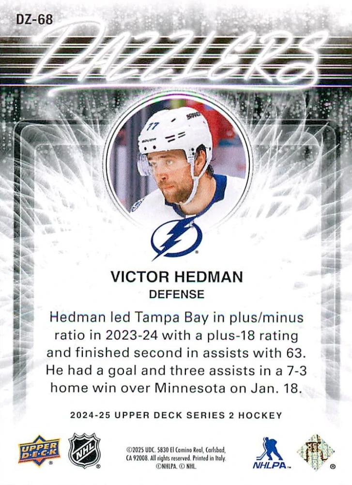 2024-25 UD Series 2 - Victor Hedman - Dazzlers Red #DZ-68