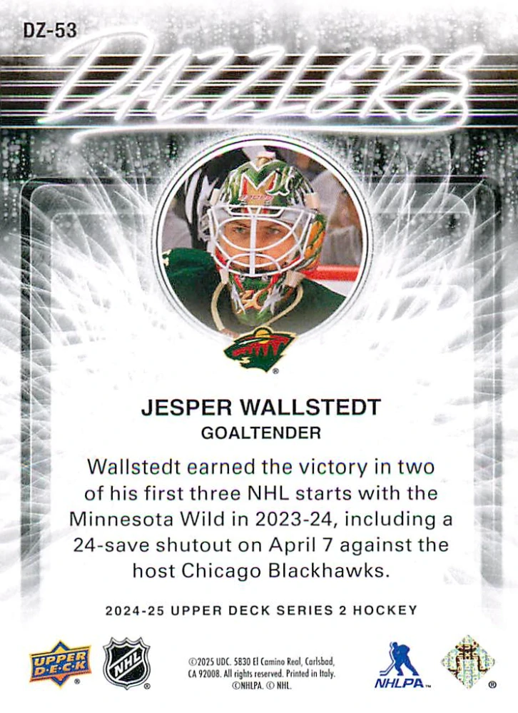 2024-25 UD Series 2 - Jesper Wallstedt - Dazzlers Pink #DZ-53