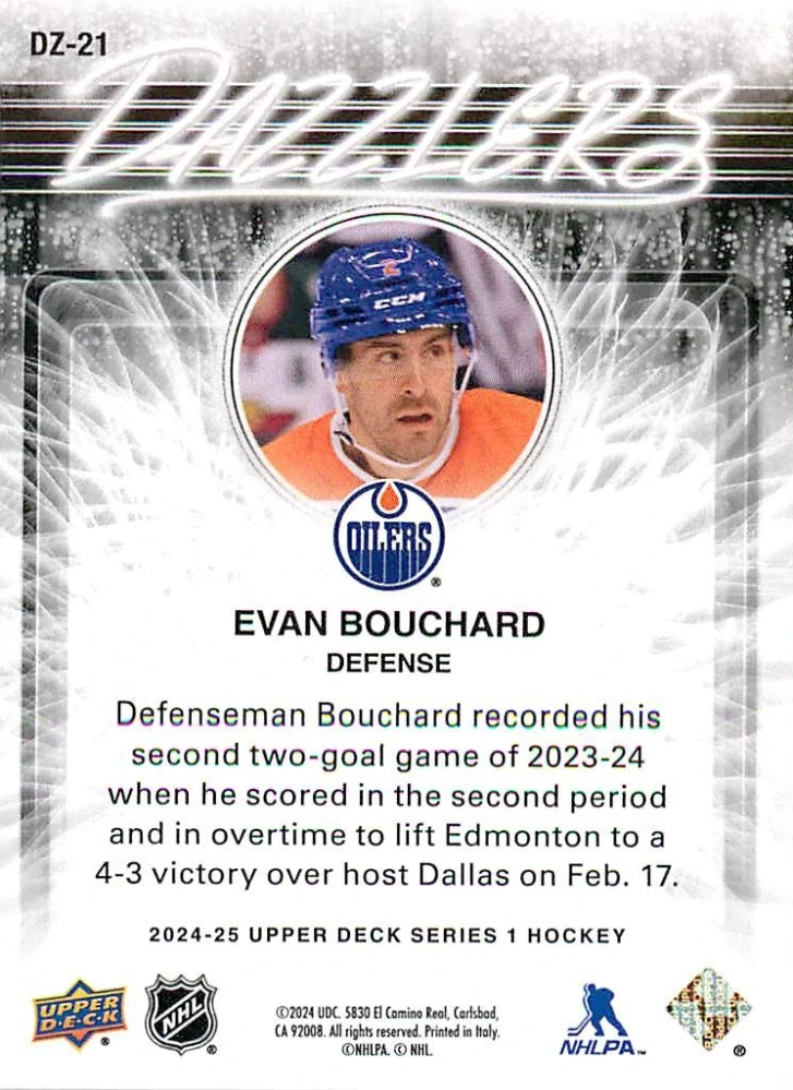 2024-25 UD Series 1 - Evan Bouchard - Dazzlers Blue #DZ-21